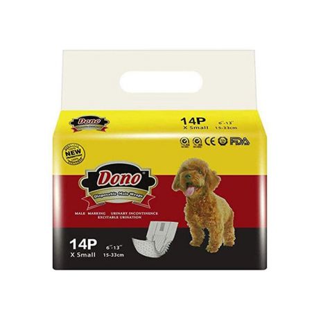 Пояса для кобелей Dono Male Pet Diaper с индикацией наполнения, одноразовые,размер XS, 6-13 кг, 14шт