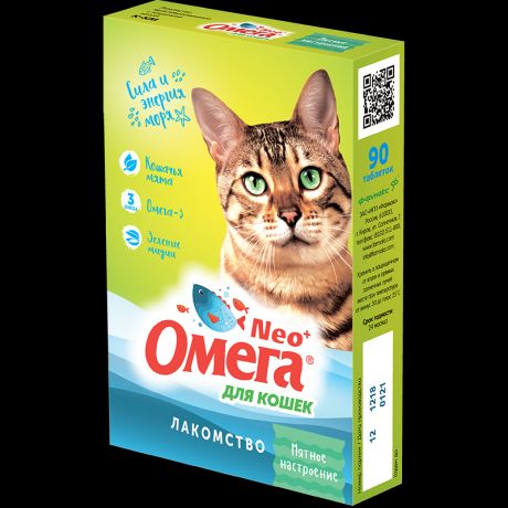 Витаминное лакомство для кошек Омега Neo+ «Мятное настроение»