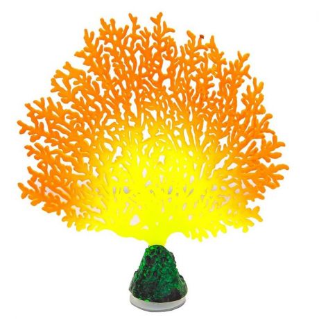 Декор для аквариумов GLOXY Флуоресцентный Коралл веерный оранжевый 13,5х3х16см