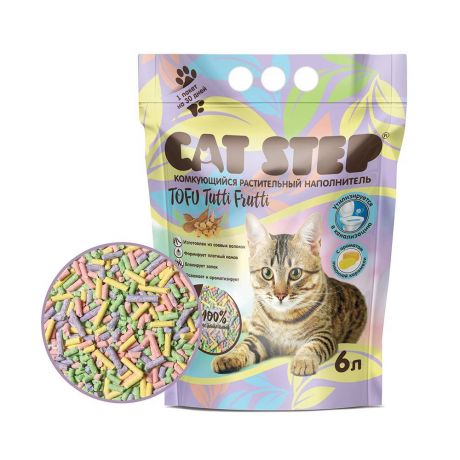 Наполнитель для кошачьего туалета CAT STEP Tofu Tutti Frutti комкующийся растительный 6л