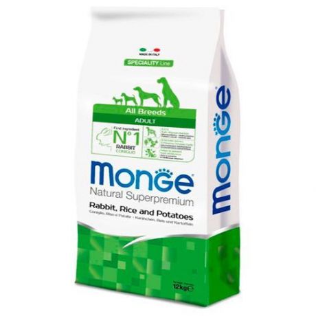 Корм для собак Monge Dog Speciality для всех пород, кролик, рис, картофель сух. 12кг