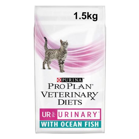 Корм для кошек Pro Plan Veterinary Diets UR при болезнях мочевыводящих путей, с рыбой сух. 1,5кг