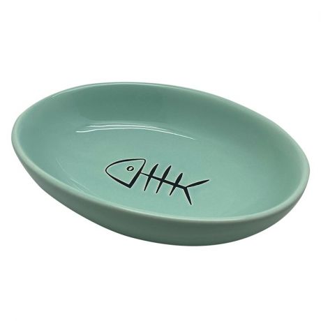 Миска для животных Foxie Fish Dish зеленая керамическая 16х11х4см 210мл