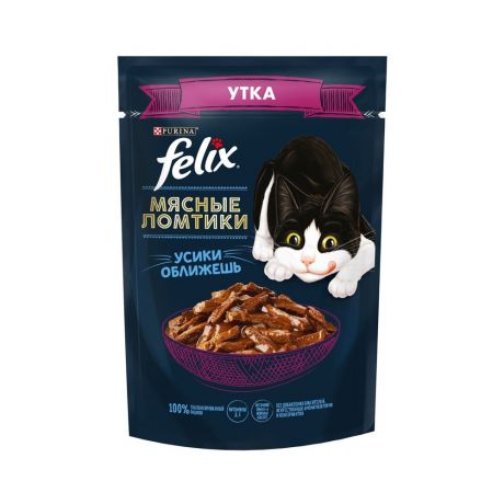 Корм для кошек FELIX Мясные ломтики с уткой в соусе пауч 75г