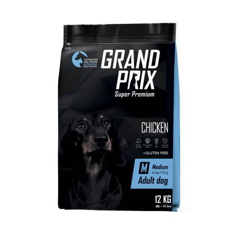 Корм для собак GRAND PRIX для средних пород, курица сух. 12кг