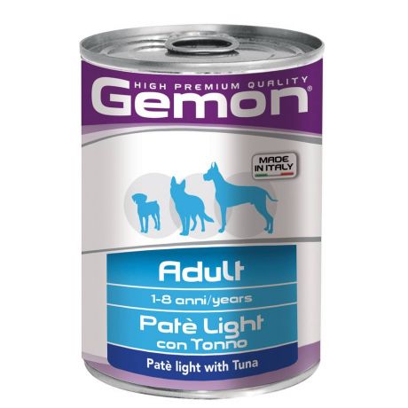 Корм для собак Gemon Light облегченный, паштет тунец банка 400г