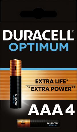 Элемент питания Duracell Optimum AAA (LR03) 1.5 V (4 шт)