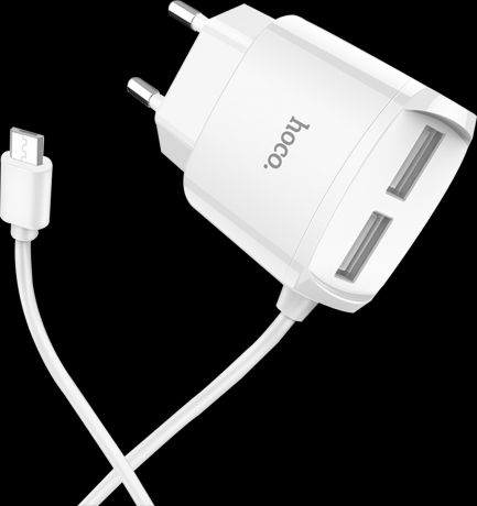 Зарядное устройство Hoco C59A Mega Joy с кабелем microUSB White