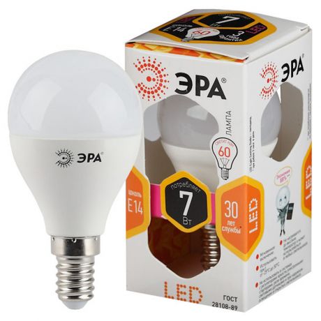 Лампа светодиодная ЭРА LED, Е14, 7Вт