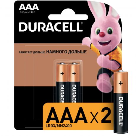 Батарейки щелочные DURACELL AAA, 2 шт