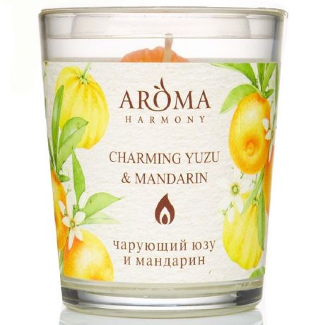 Свеча интерьерная AROMA HARMONY Юзу и Mандарин, в стакане, 160г, 0836002