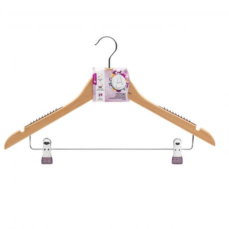 Вешалка для одежды Apollo Couture дерево, с антискользящими накладками, с зажимами, 44,5 см