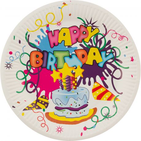 Набор тарелок бумажных Happy Birthday Волшебная Страна, 23 см, 6 шт