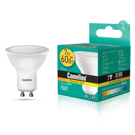 Лампа светодиодная Camelion LED7-GU10/830/GU10