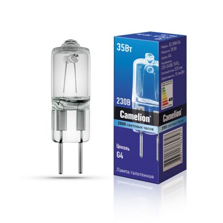 Лампа галогенная CAMELION G4 JD, 35Вт, без рефлектора, 220В, прозрачная