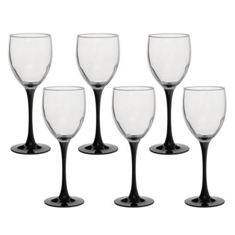 Набор бокалов для вина Домино, 6 шт, 350 мл, черная ножка, стекло
