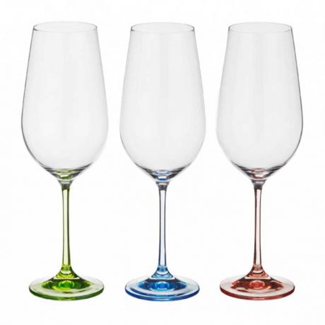 Набор бокалов для вина Виола, 6 шт, 250 мл, цветные ножки, стекло