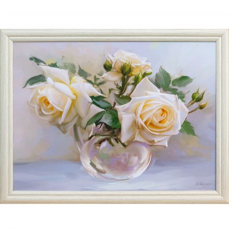 Картина в раме Белые розы, 30х40 см