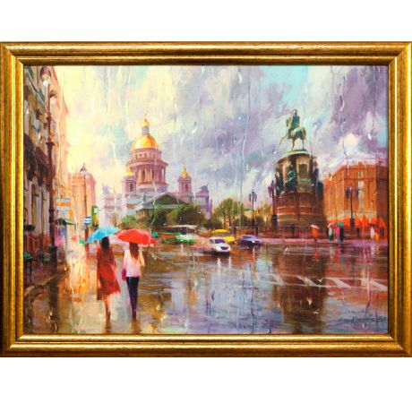 Картина в раме Летний дождь в Питере, 30х40 см