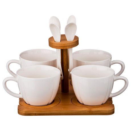 Набор чайный с чайными ложками Белая коллекция, 4 персоны, 12 предметов, фарфор
