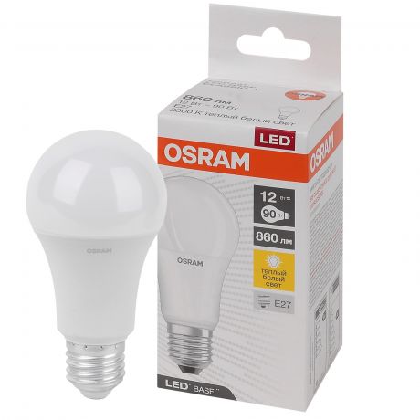 Лампа светодиодная OSRAM Base, 12Вт, E27, 3000К