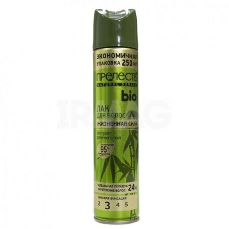 Лак для волос Прелесть Био с экстрактом зелёного чая сильной фиксации, 250 мл