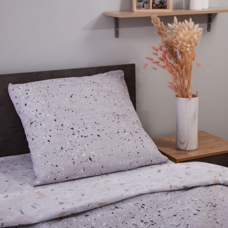 Комплект постельного белья Simplify New Grey terrazzo, Евро, нав. 70х70 см, поплин