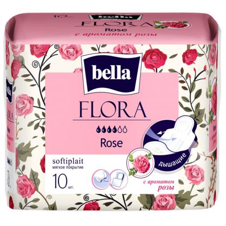 Прокладки гигиенические BELLA FLORA Rose с ароматом розы, 10шт