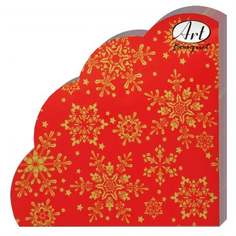Салфетки бумажные Золотые снежинки на красном, 3-сл, 32 см, 12 шт