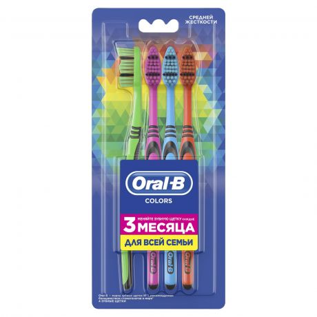 Щетка зубная ORAL-B Colors 40, 4шт, средняя