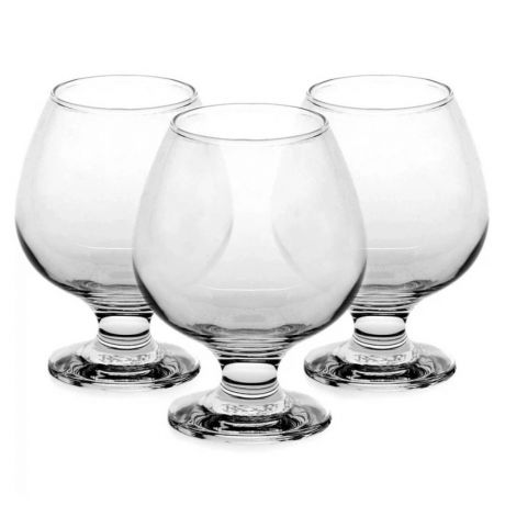 Набор бокалов для коньяка Bistro, 3 шт, 360 мл, гладкое бесцветное стекло