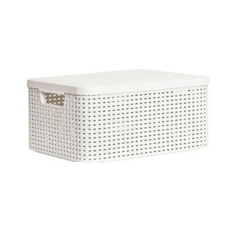 Корзина для хранения Curver Rattan Style Box, крышка кремовая, 39 х 29 х 19 см, пластик