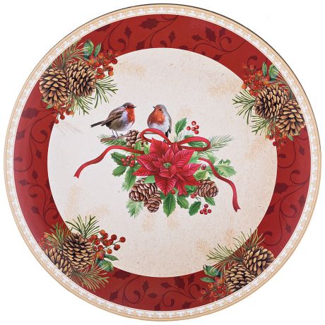 Тарелка для оформления Рождественская сказка Снигири, 40 см, пластик