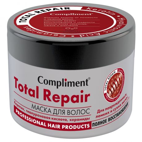 Маска для волос Compliment Total Repair Полное восстановление с кератином для поврежденных волос, 500 мл