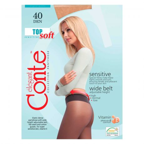 Колготки женские Conte Elegant Top Soft 40 с витамином Е, р.2, natural