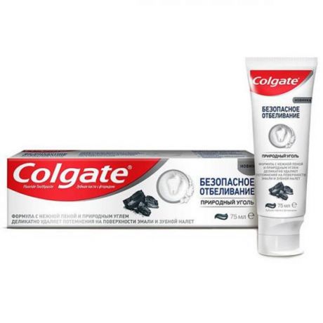 Паста зубная COLGATE Безопасное Отбеливание, Природный Уголь