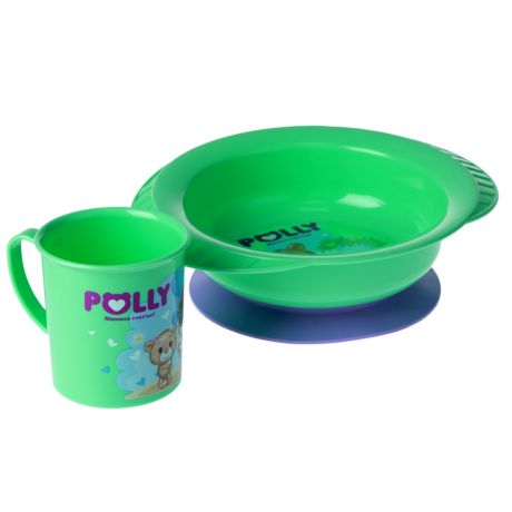 Набор детской посуды Polly, 0.2 л, тарелка на присоске