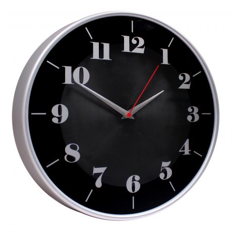 Часы настенные Черный циферблат, 30.5 см