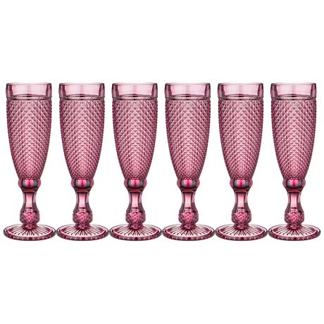 Набор бокалов для шампанского Гранат розовый, 6 шт, 150 мл, стекло