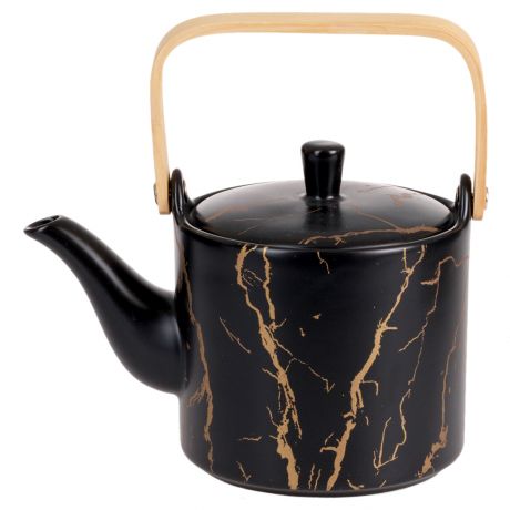 Чайник заварочный Черный Мрамор, 800 мл, фарфор