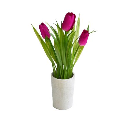 Растение искусственное Green Belt Тюльпаны mini, 21 см, керамическое кашпо