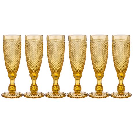 Набор бокалов для шампанского Гранат Янтарь, 6 шт, 150 мл, стекло