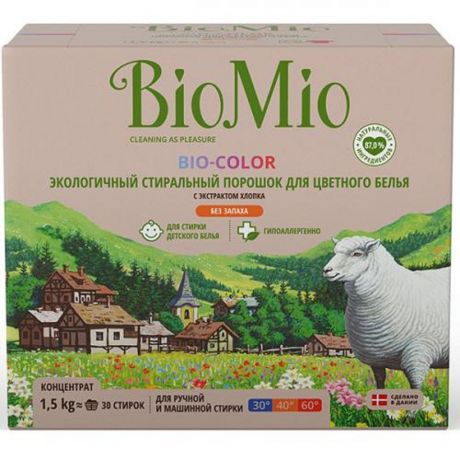 Порошок стиральный универсальный BIOMIO Эко для цветного без запаха конц.1.5кг