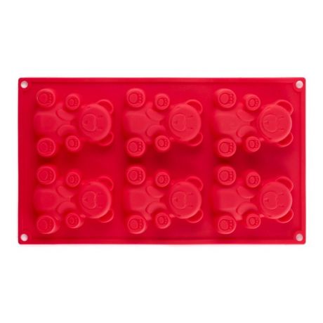Форма для выпечки Walmer Bears, 6 кексов, 30.5x18x2 см, красный, силикон