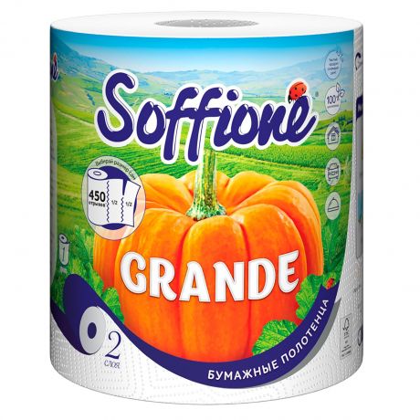 Полотенце бумажное SOFFIONE Grande, 2сл, 1pулон