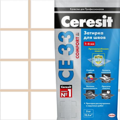 Затирка для узких швов Ceresit CE 33 «Comfort», ширина шва 2-6 мм, 5 кг, сталь, цвет натура