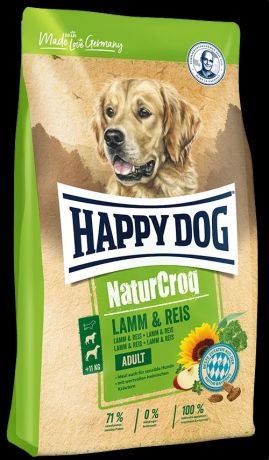 Happy Dog Naturcroq Adult Lamm and Reis корм для взрослых собак без особых потребностей или при чувствительном пищеварении, с ягненком и рисом, 15 кг
