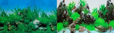Prime Фон для аквариума двусторонний Растительный/Скалы с растениями 50х100см(9003/9028)