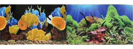 Prime Фон для аквариума двусторонний Морские кораллы/Подводный мир 50х100см(9096-1/9097)