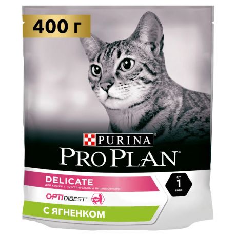 Pro Plan ® Delicate сухой корм для взрослых кошек при чувствительном пищеварении с ягненком, 400 г
